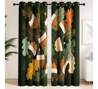 Blackout Curtains 90 x 200 CM - Symmetrical Acorn & Leaves Print Thermal Curtains, Adjustable & Breathable Living Room & Master Suite Drapes,Modern Scandi Foliage