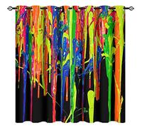 Blackout Curtains, Abstract Stains of Watercolor Paint Splatters Brushstrokes Dripping Liquid Art Pictures for Living Room Office Home Bedroom Window Decor 63x63inch(160x160cm)