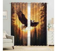 Blackout Curtains Animal Bald Eagle Sunset Print Thermal Insulated Eyelet Drapes for Kids Bedroom, Teens Playroom, Set of 2 Panels W 43" x L 84.6"