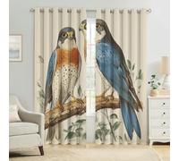 Blackout Curtains Animals Two Falcons Eyelet Ring Top Thermal Insulated Super Soft Microfiber Bedroom 2 Panels W 55" x L 69", Children’s Window Drapes