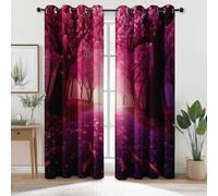 Blackout Curtains Anime Style Dreamy Cherry Blossom Tunnel Printed, Thermal Insulated Noise Reducing Opaque Curtains for Bedroom 72 inch - Purple Sliding Curtain 2 Panels with Eyelets