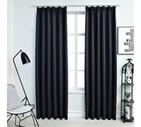Blackout Curtains Anthracite 140 x 175 cm 2pcs 100% Polyester Thermal with Hooks
