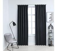 Blackout Curtains Anthracite 140x175 cm 100% Polyester Suede Touch 2pcs w/Hooks