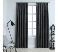 Blackout Curtains Anthracite 140x175 cm 2pcs 100% Polyester Velvet with Hooks EU