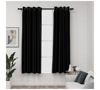 Blackout Curtains Anthracite 140x175cm 2pc Linen-Look 100% Polyester Panels Room