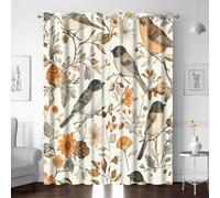 Blackout Curtains Bedroom Kids Baby Bird Animal Branch Pattern Super Soft Thermal Insulated with Eyelets Darkening Curtain for Living Room Window Drapes 87 x 85 Inch 2 Panels