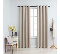 Blackout Curtains Beige 100% Polyester 140x175 cm Metal Ring Eyelet Pair Thermal
