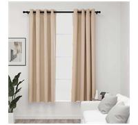 vidaXL Linen-Look Blackout Curtains with Grommets 2pcs Beige 140x175cm