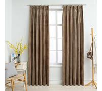 Blackout Curtains Beige Velvet 140x245 cm 100% Polyester Thermal Lined Pack
