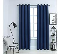 Blackout Curtains Blue 140x245 cm 2pcs 100% Polyester Metal Eyelet Curtain Heavy