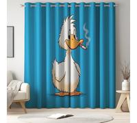 Blackout Curtains Blue Window Drapes with Fun Animals Duck Printed Thermal Insulated Window Curtain Panels Adjustable Thermal Insulated Noise Reducing Curtains of 46 x 54 Inch