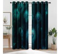 Blackout Curtains Botanical Deep Sea Anemones Print Thermal Insulated Window Drapes, Dark Cyan Breathable Noise Reduction Curtains, W 46" x L 72" (2 Panels) Curtain Drapes for Bedroom Living Room