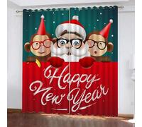 Blackout Curtains Christmas Theme 2 Panels 52" Wide x 84" Drop Room Darkening Polyester Fabric Eyelet Curtain 3D Santa Claus Curtains Energy Saving Window Drapes for Home Decoration（style 15-7）