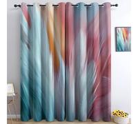 Blackout Curtains Close-Up Of Feathers Multicoloured Opaque Curtain, Print Eyelet Thermal Insulated Window Drapes for Living Room Children's Bedroom 46” W x 90” L 2 Panels