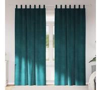 Blackout Curtains Dark Green Velvet 140 x 260 cm Set of 2 Eyelet Light-Blocking