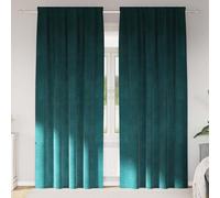 Blackout Curtains Dark Green Velvet 140x225cm 2pcs Eyelet Panels Thermal Blocker