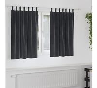 Blackout Curtains Dark Grey Velvet 140x140 cm 2pcs Light Blocking Drapes Thermal