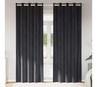 Blackout Curtains Dark Grey Velvet 140x260 cm 2pc Eyelet Hanging Thermal Indoor