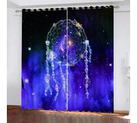 Blackout Curtains Dreamcatcher 2 Panels 46" Wide x 90" Drop Room Darkening Polyester Fabric Eyelet Curtain 3D Dreamcatcher Curtains Noise Reducing Window Drapes for Living Room（style 18-9）