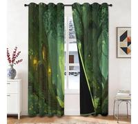 Blackout Curtains Dreamy Cute, Noise Reduction & Thermal Insulation Curtains, Magic Forests Trees Treehouses Printed Eyelet Curtain for Bedroom Living Room Nursery 29.5 x 65 inch (2 Panels)