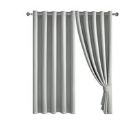 Blackout Curtains Embossed Leaf Jacquard - Polyester Room Darkening Eyelet Grommet Panels, Thermal Insulated Solid Foliage Pattern with Tiebacks Included (Silver, 46" x 54" (116 x 137 cm))