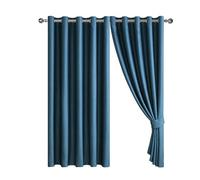 Blackout Curtains Embossed Leaf Jacquard - Polyester Room Darkening Eyelet Grommet Panels, Thermal Insulated Solid Foliage Pattern with Tiebacks Included (Teal, 66" x 90" (168 x 228 cm))