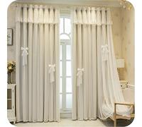 Blackout Curtains Eyelet 2 Layers White Sheer Tulle Voile & Solid Panels Thermal Insulated Noise Reducing Drapes for Bedroom Living Room Nursery