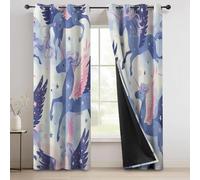 Blackout curtains Eyelet Curtains Fantasy Art Style Purple Unicorn Print, Black Light Blocking Window Drapes W 46" x L 54" (2 Panels) for Kids Bedroom Living Room
