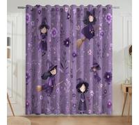 Blackout Curtains Eyelet Polyester 2 Pieces for Kids Bedroom Purple Illustration cute aesthetic,170x200cm (67x79 in)