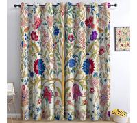 Blackout Curtains Eyelet William Morris Flowers Elegance Cream Printed Soft Curtain Set for Living Room Bedroom Children's Room Window Decoration, Privacy Drapes, 2 Panels, 29.5 x 65 Inch