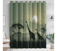 Blackout Curtains, Fantasy Nature Eyelet Privacy Drapes Dinosaurs Mountains Trees Sun Printed Soft Curtain Set for Living Room Bedroom Children's Room Window Decoration, 2 Panels, 29.5 x 65 inch