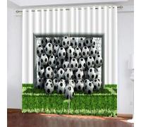 Blackout Curtains Football 2 Panels 46" Wide x 90" Drop Room Darkening Polyester Fabric Eyelet Curtain 3D Football Curtains Noise Reducing Window Drapes for Living Room（style 17-9）