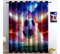Blackout Curtains Football Field W55 x L96 Opaque Eyelet Curtain Thermal Insulated Curtains for Living Room Bedroom 3D Print Blackout Curtain, 2 Pcs