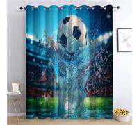 Blackout Curtains Football World Cup Thermal Insulated Energy Saving Eyelet Window Curtains, for Bedroom Living Room Office Modern Decora Drapes, W46 x L54 Inch, 2 Panels