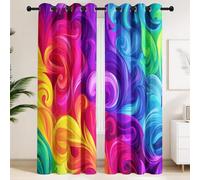 Blackout Curtains for Art Studio Gaming Room - Thermal Insulated Window Drapes, Privacy Noise Reducing Abstract Purple Magenta Liquid Swirls Home Decor, Vibrant Avant-Garde Curtains W 52" x L 72"