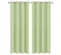 Blackout Curtains For Bedroom,2 Panels Set Thermal Insulated Living Room Window Drapes Solid Eyelet Room Darkening Textured Blackout Curtains,Light Green,79x54 in(WxL)