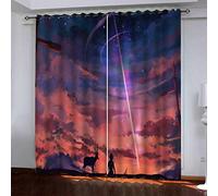 Blackout Curtains For Bedroom 3D Printed Pattern Space Galaxy Eyelet 55x94 Inch Window Drapes For Kids Girls Living Room Decor, Curtain Thermal Insulated 2 Panels, Home