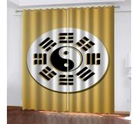 Blackout Curtains for Bedroom Bagua Array Thermal Insulated Home Window Drapes for Living Room, Tai Chi Patterns Curtains, 54 Drop Window Treatments Drapes, 46x54 Inch (W x L), 2 Panels QD124