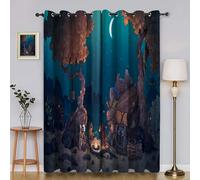 Blackout Curtains for Bedroom Brown Raccoon Thermal Insulated Home Window Drapes for Living Room, Blue Starry Sky Curtains, 54 Drop Window Treatments Drapes, 66x54 Inch (W x L), 2 Panels AJ337