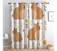 Blackout Curtains for Bedroom Capybara Theme Grommet Curtains Thermal 2 Panels Drapes Super Soft Noise Reduce Curtains for Kids and Adults Playroom Decorations, Cute Flowers Polka Dots 92 x 72 in