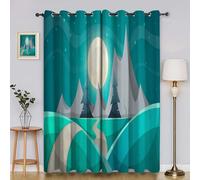Blackout Curtains for Bedroom Duck Egg Blue Starry Sky Thermal Insulated Home Window Drapes for Living Room, 3D Print Curtains, 72 Drop Window Treatments Drapes, 66x72 Inch (W x L), 2 Panels AJ294