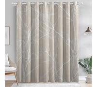 Blackout Curtains for Bedroom, Eyelet Curtains Room Darkening Kids Adult Curtain Thermal Insulated, Abstract Branch Lines Patterned for Living Room W 46" x L 90" (2 Panels), Light Beige