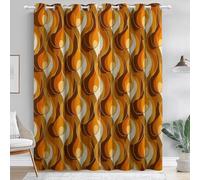 Blackout Curtains for Bedroom, Eyelet Curtains Room Darkening Kids Adult Curtain Thermal Insulated, Retro Circles Patterned Window Treatments for Living Room W 46" x L 54" (2 Panels), Brown Orange