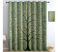 Blackout Curtains for Bedroom Light Green Curtains Drop Eyelet Simple And Peaceful Tree Of Life Blackout Panels for Dining Room Living Room Nursery Room W 46" x L 54" (2 Panels)