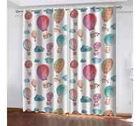 Blackout Curtains For Bedroom Living Room 2 Panels 200X160Cm Long, Thermal Insulated Grommet Curtains, 3D Watercolor Clouds Hot Air Balloon Image Print Curtains & Drapes Kids Room Darkenin