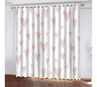 Blackout Curtains For Bedroom Living Room 3D Printed Light Pink Heart Embellishment Pattern 280X260Cm 2 Panels Super Soft Thermal Insulated Noise Reducing Eyelet Curtains Kitchen Nursery Decoration