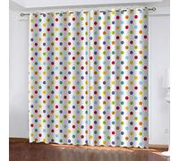 Blackout Curtains For Bedroom Living Room Eyelet Window Treatments 3D Colorful Polka Dot Print Pattern 86 Inch Drop Super Soft Thermal Insulated Kids Nursery Ring Top Curtains 2 Panels