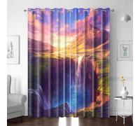 Blackout Curtains For Bedroom Living Room Snow Mountain Forest Waterfall Super Soft Thermal Insulated Noise Reducing Eyelet Curtains Kids Boys Girls Nursery 104 x 84 Inch Window Treatments 2 Panels