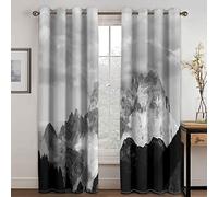 Blackout Curtains For Bedroom Print 3D Pattern Grey And White Snow-Capped Mountain Kids Curtains Boys Blackout 42x63 Inch Curtain Eyelet Thermal Insulated, Window Drapes 2 Panels Curtains For Living