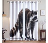 Blackout Curtains for Bedroom Print Insulated Window Curtain, Grey white Animals realistic style cute 175 x 280cm For Living Room Bedroom and Study
